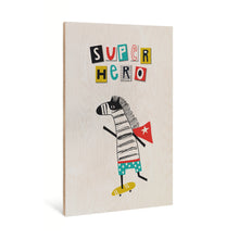 Load image into Gallery viewer, Super Hero Zebra Wooden Poster Print