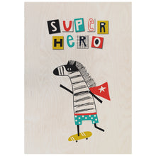 Load image into Gallery viewer, Super Hero Zebra Wooden Poster Print