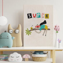 Load image into Gallery viewer, Super Sloth Wooden Poster Print
