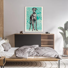 Load image into Gallery viewer, Greyhound Illustration Turquoise 2