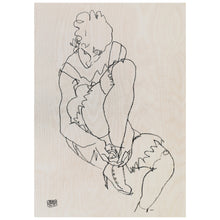 Load image into Gallery viewer, Woman Buttoning Shoes by Egon Schiele
