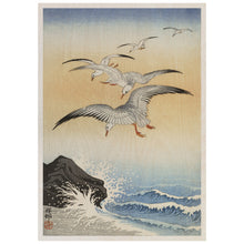 Load image into Gallery viewer, Five Seagulls Above Turbulent Sea

