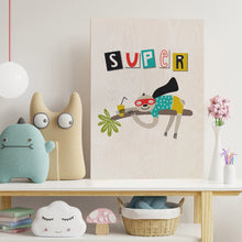Load image into Gallery viewer, Super Sloth Wooden Poster Print
