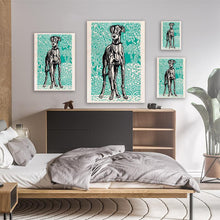Load image into Gallery viewer, Greyhound Illustration Turquoise 2
